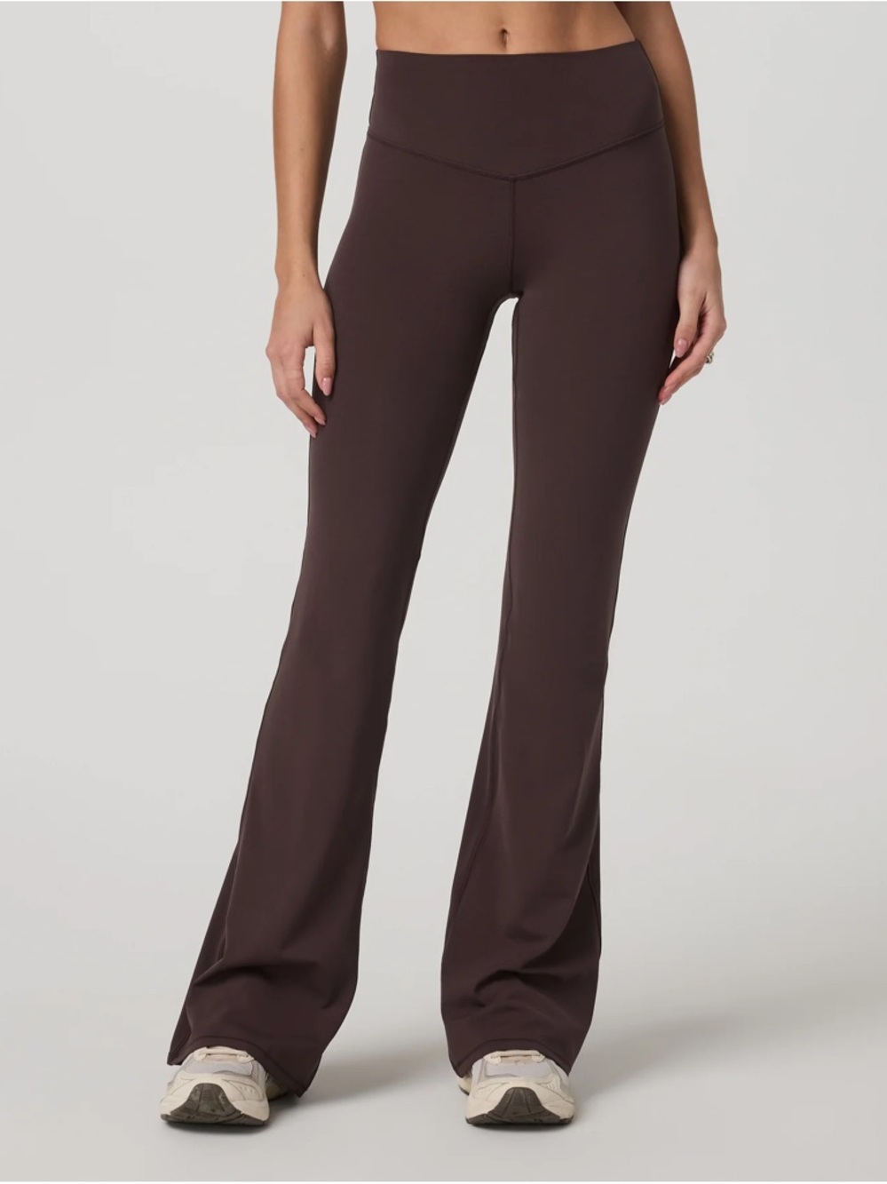 High-Rise Flare Leg Pants in Dark Brown